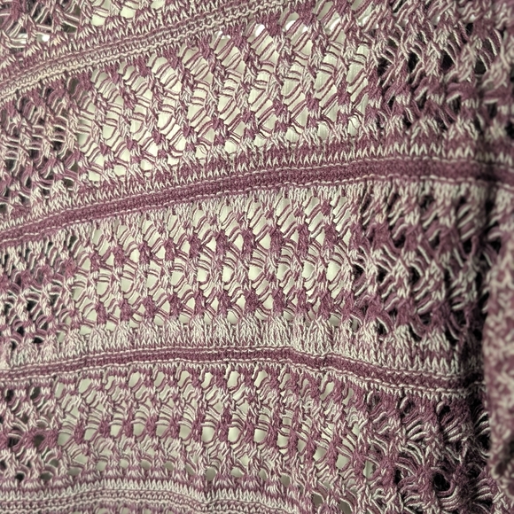 VTG Mudd Women Small Purple Knit Crochet Cardigan Sweater Y2K Boho Layering Fall - Picture 3 of 5